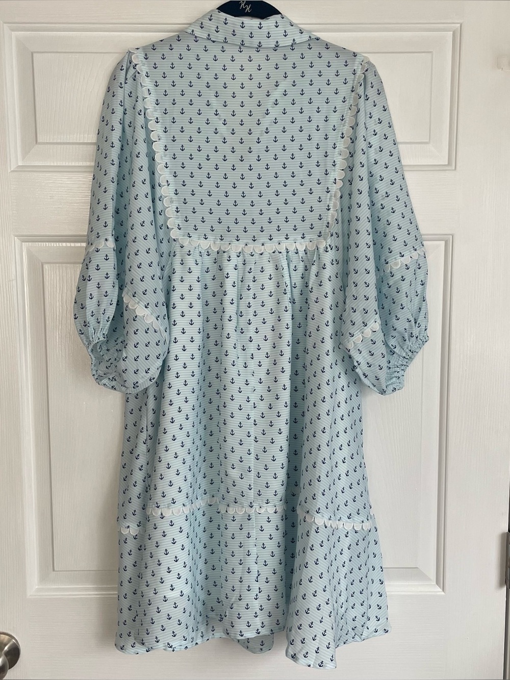 Simply Southern Coastal Patchwork Anchor Print Dress Nautical - Picture 2 of 7